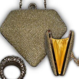 Vintage Rhinestone Encrusted Ring-Clasp Crossbody